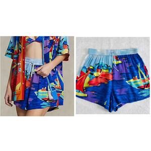Polo Ralph Lauren Women Size XL Harbor Scenic Sailboat Print Viscose Shorts Pony